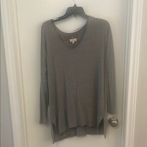 Cupio Green Asymmetrical Long Sleeve Blouse